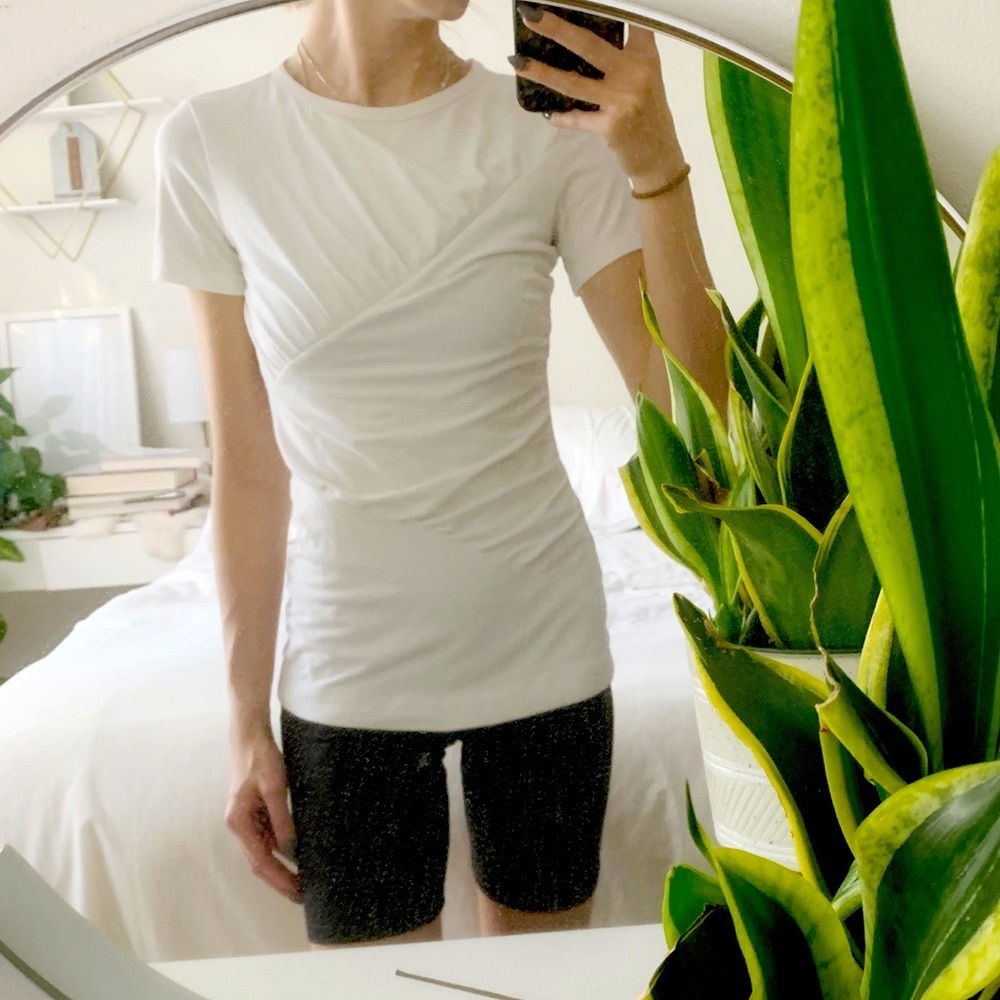 Theory short sleeve rouched pima cotton T-shirt